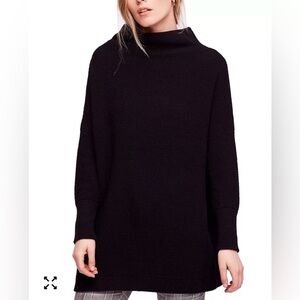 Free People Black Ottoman Ribbed Tunic Sweater